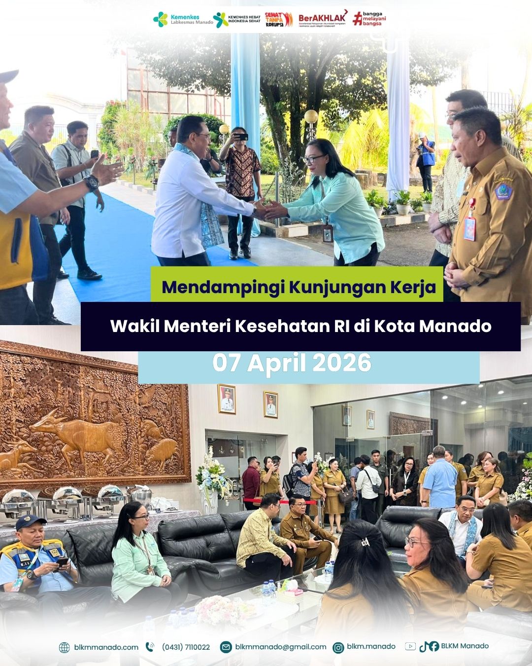 Kepala Balai Labkesmas Manado mendampingi Wakil Menteri kesehatan RI dalam kunjungan kerja ke Kota Manado